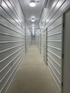 Large storage buildings for equipment and business storage.